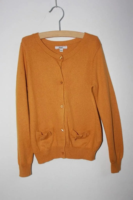 tweedehands mosterdgeel jacadi vest in maat 116 voor een meisje
