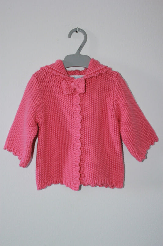 tweedehands koraalroze vest met capuchon van jacadi in maat 62 voor een baby meisje
