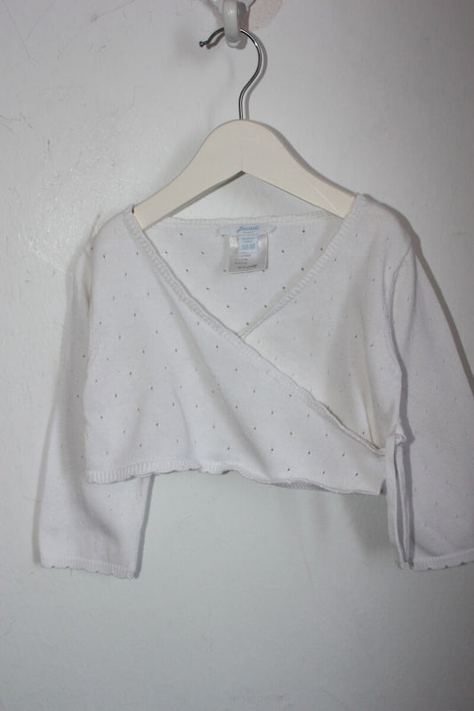 tweedehands wit katoenen vest van jacadi met lange mouwen in maat 80 voor een baby meisje
