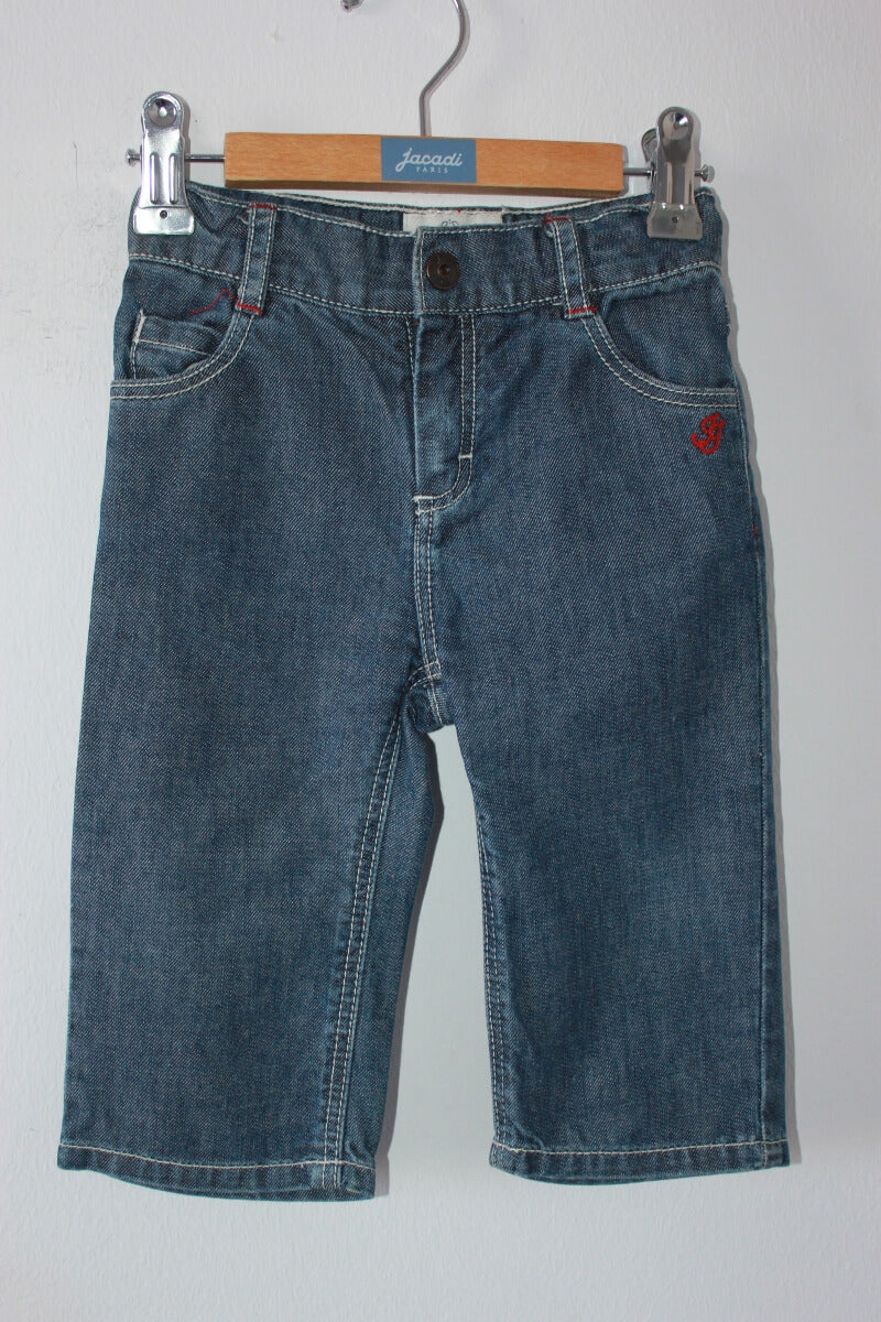 tweedehands katoenen blauwe jeans van jacadi in maat 74 voor een baby jongen