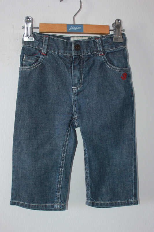 tweedehands katoenen blauwe jeans van jacadi in maat 74 voor een baby jongen