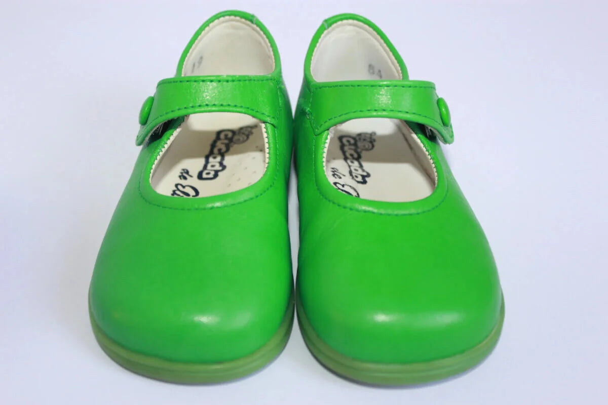 tweedehands-groene-leren-schoenen-eli-maat-19-baby-meisje