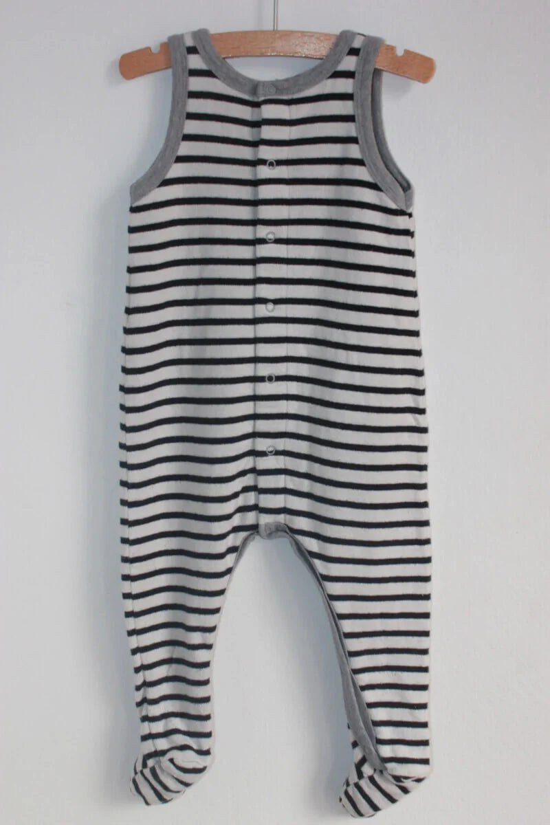 tweedehands-donkerblauw-ecru-gestreept-mouwloos-unisex-boxpakje-maat-74-petit-bateau