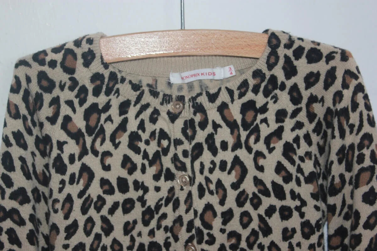 tweedehands-beige-bruin-vest-luipaardprint-maat-92-meisje-monoprix