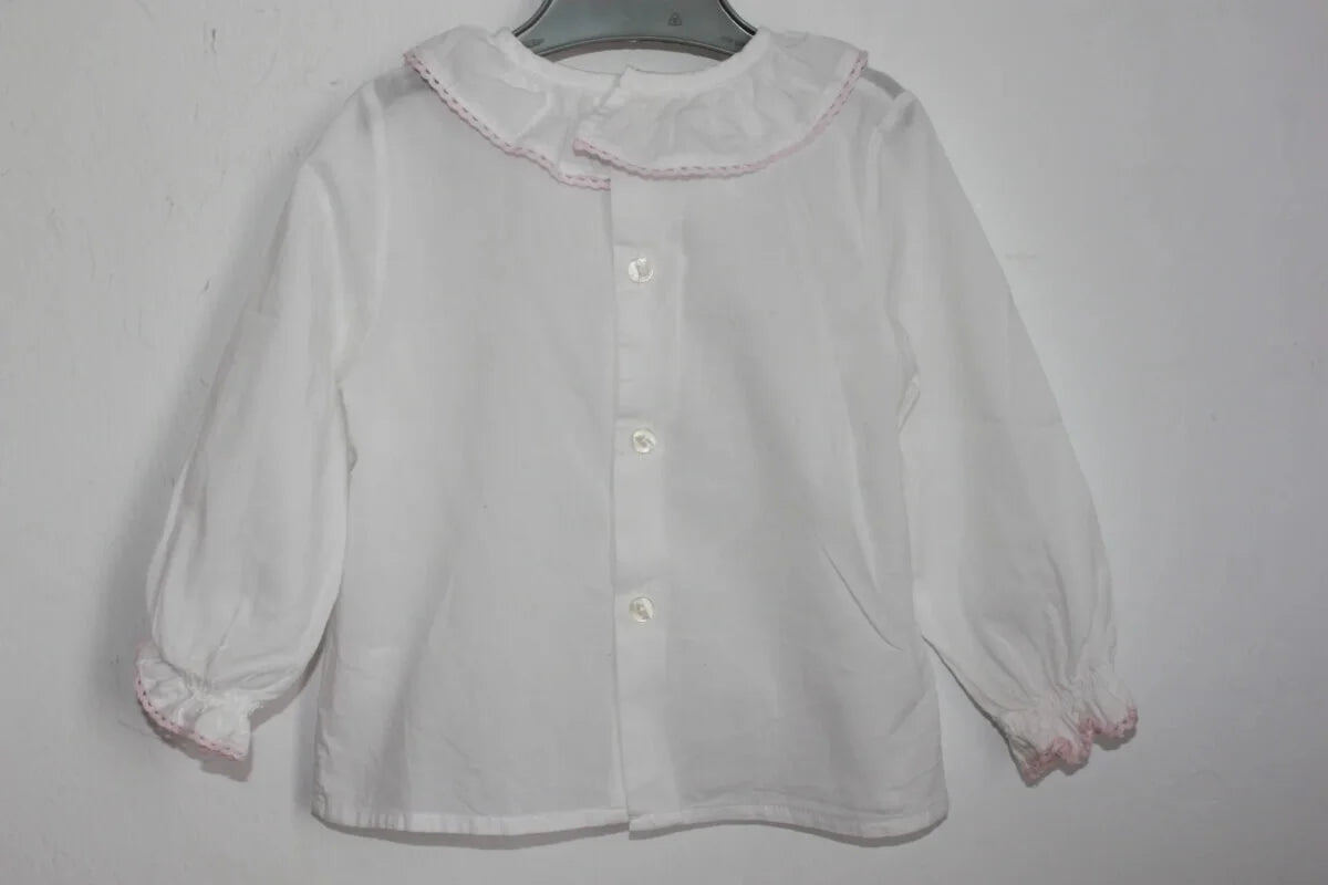 blouse-wit-roze-volantkraagje-lange-mouwen-maat-74-baby-class